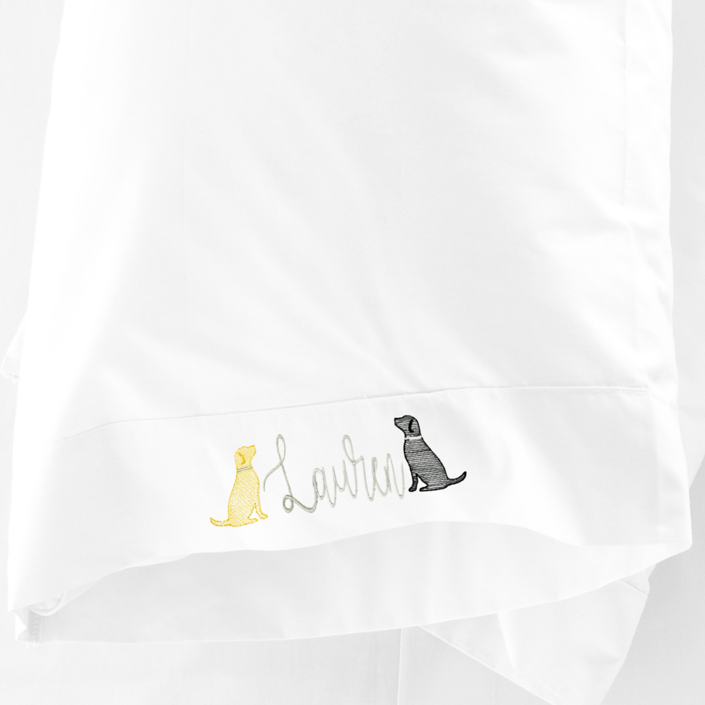 Monogrammed dog pillowcase cuff