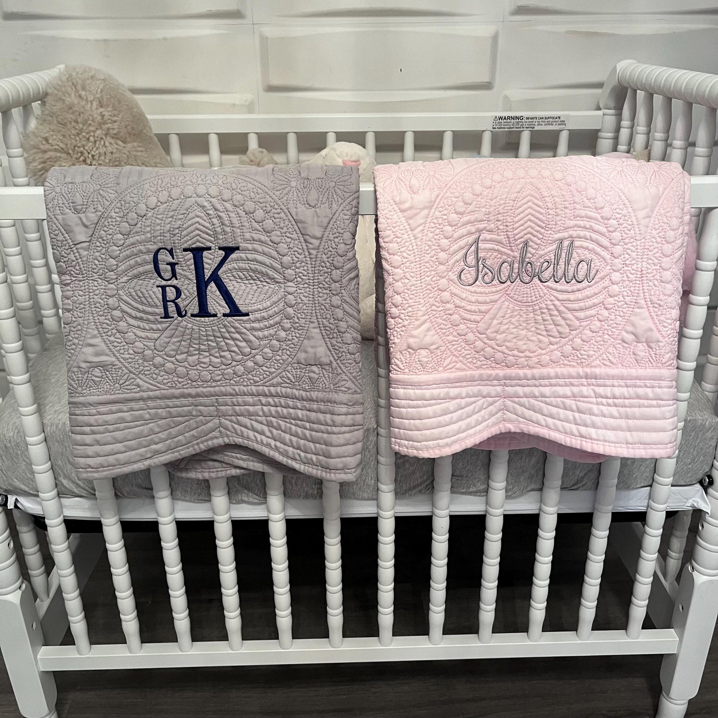 Monogrammed Blanket, Monogram Baby Quilt, Personalized Baby Blanket, New Baby, Baby Girl Quilt, Monogrammed Baby Quilt, Embroidered Blanket