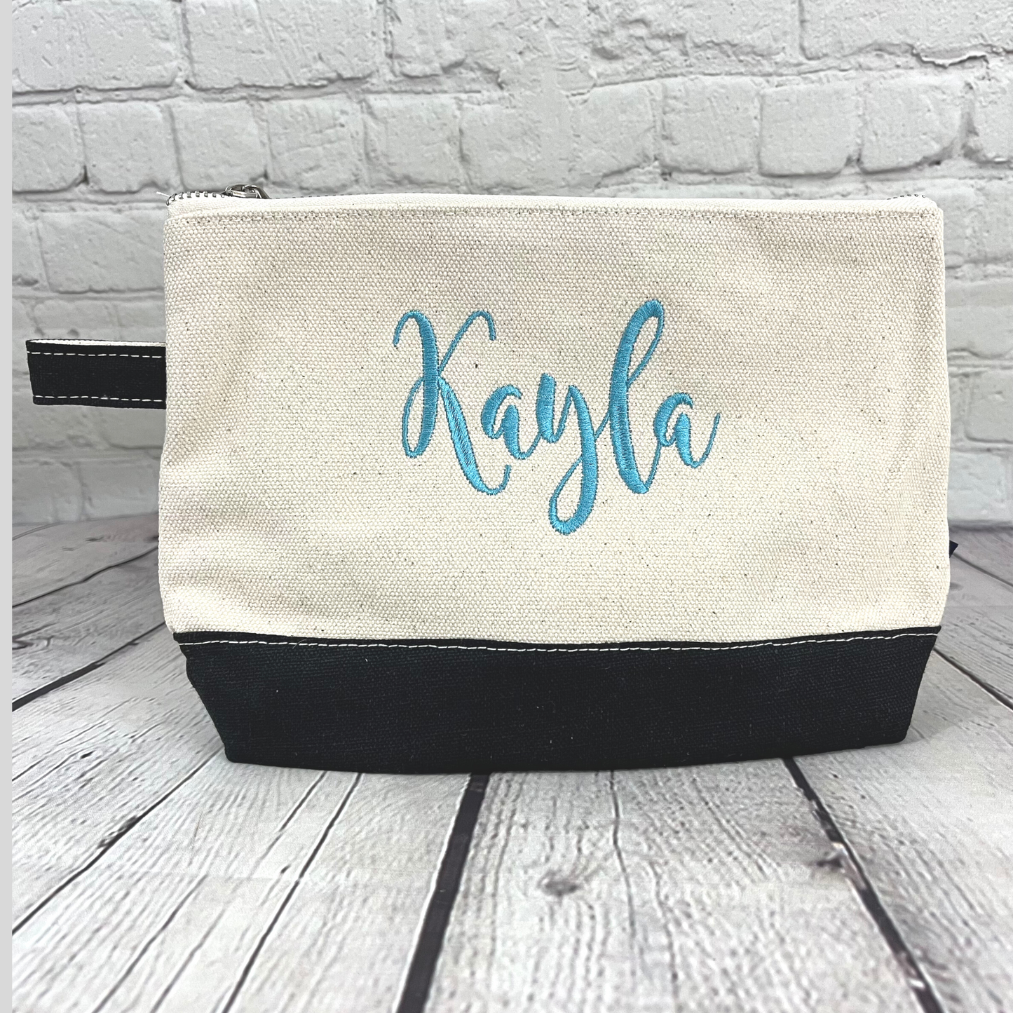 Monogrammed Canvas Zip Pouch
