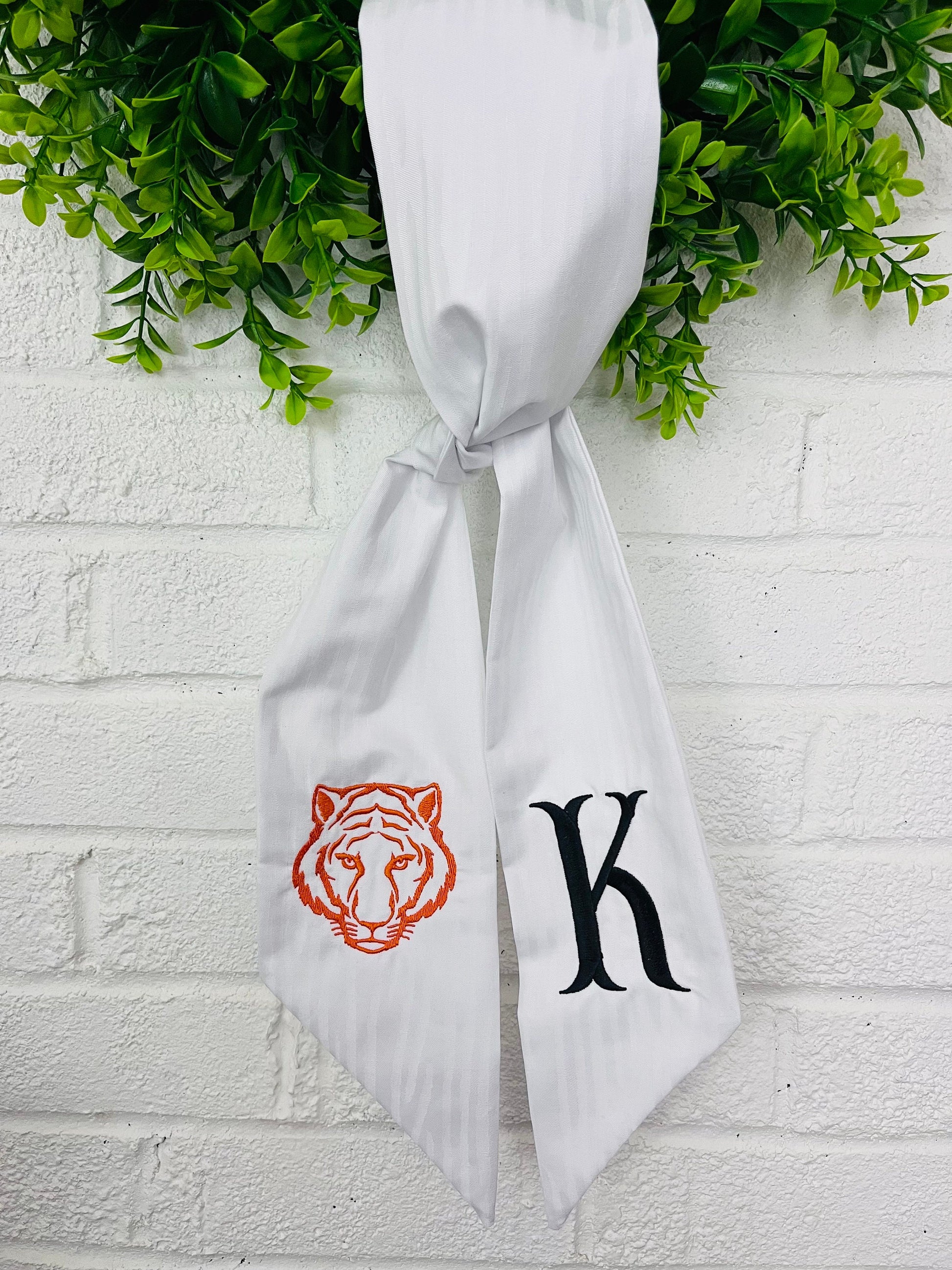 Monogrammed Wreath Sash, Personalized Door Decor, Monogram Front Door Sash, Custom Wreath Sash, Monogram Door Bow, Personalized Home Decor