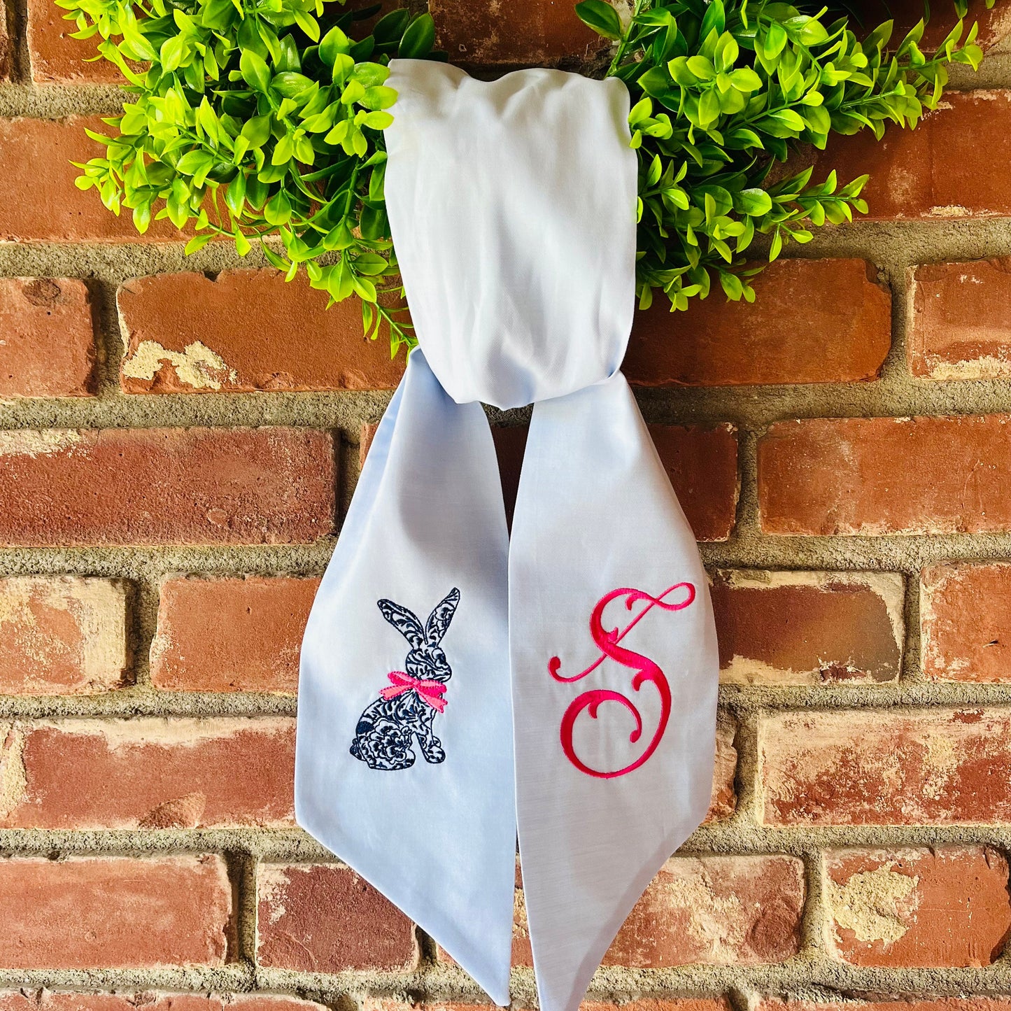 Monogrammed Wreath Sash, Personalized Door Decor, Monogram Front Door Sash, Custom Wreath Sash, Monogram Door Bow, Personalized Home Decor
