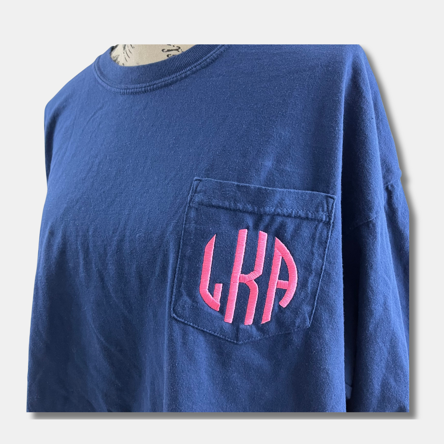 Monogrammed Long Sleeve Comfort Colors Pocket Tee