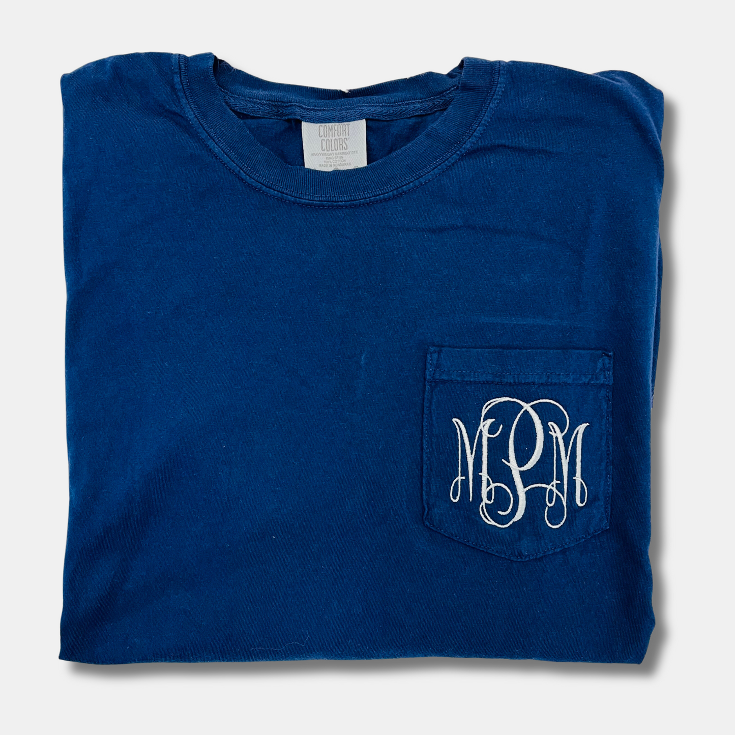 Monogrammed Long Sleeve Comfort Colors Pocket Tee