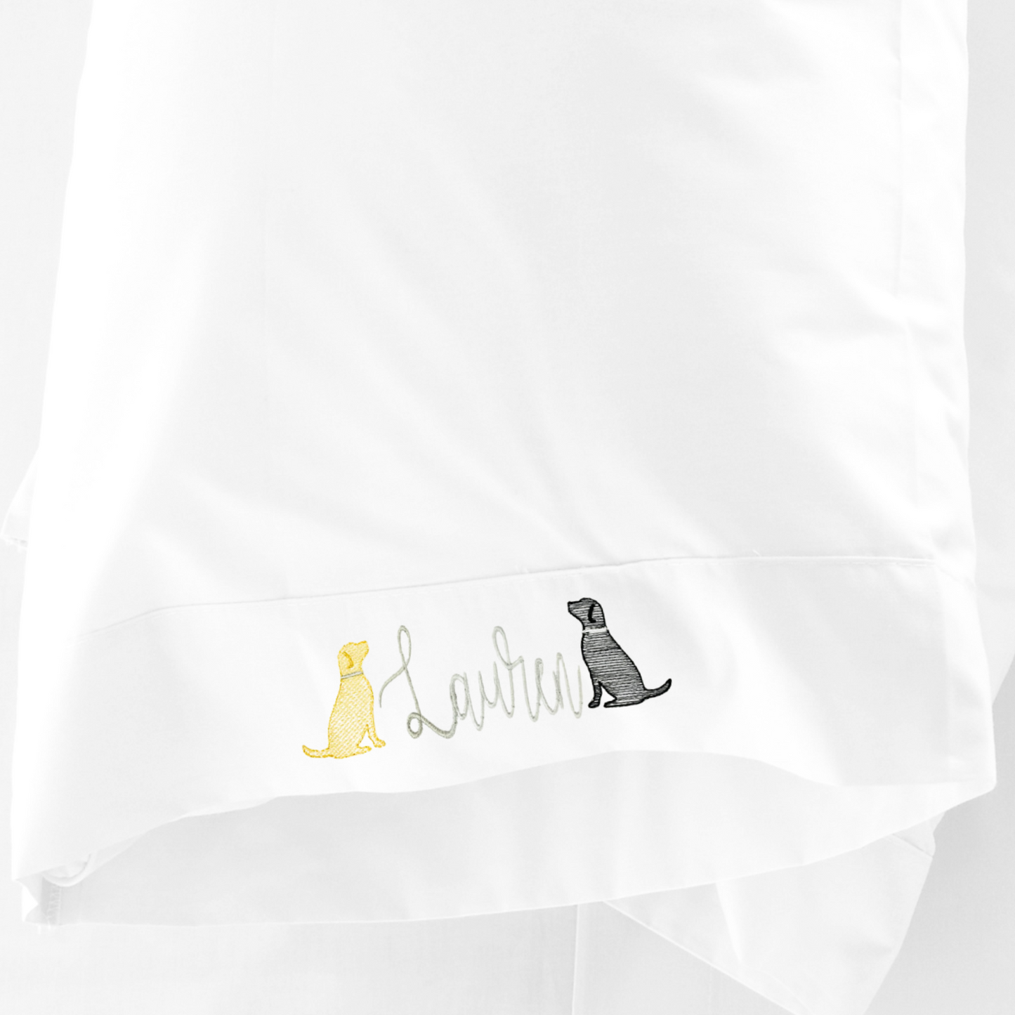 Monogrammed dog pillowcase  cuff