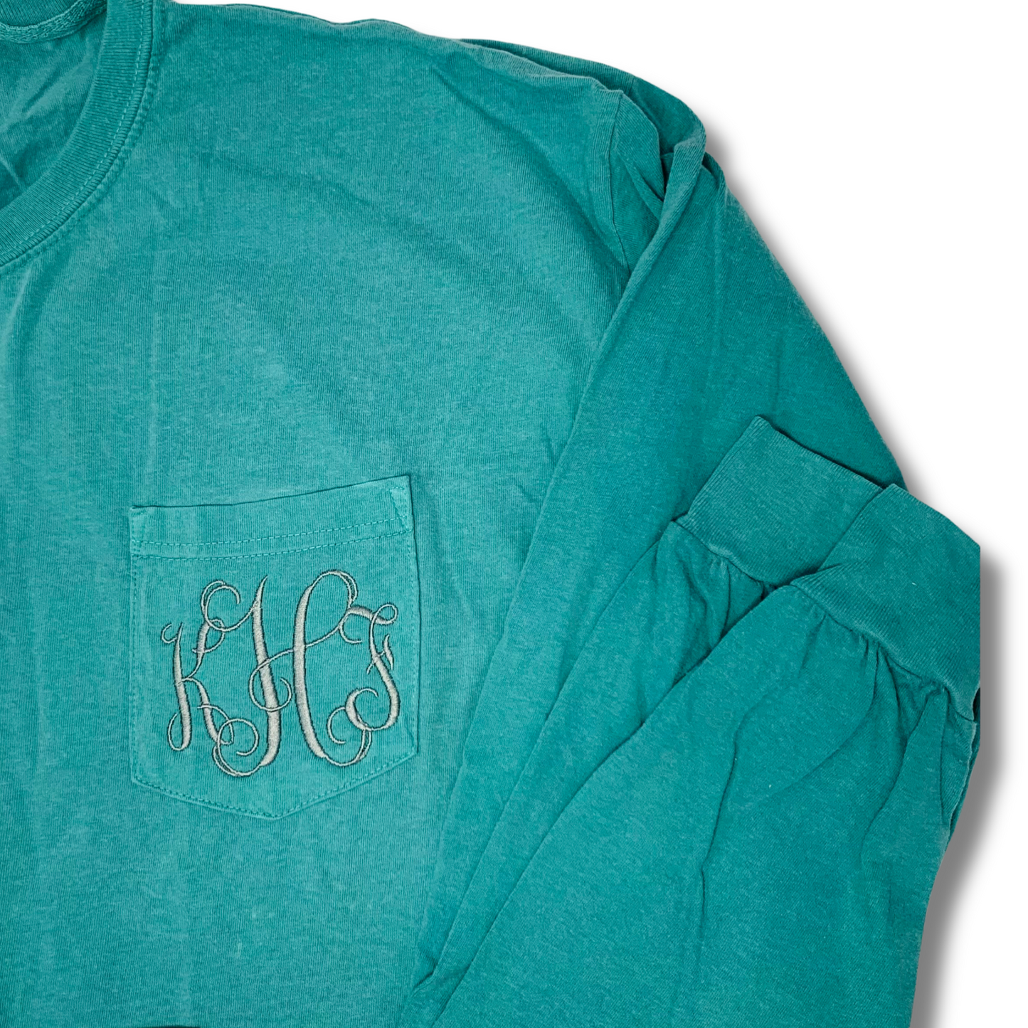 Monogrammed Long Sleeve Comfort Colors Pocket Tee