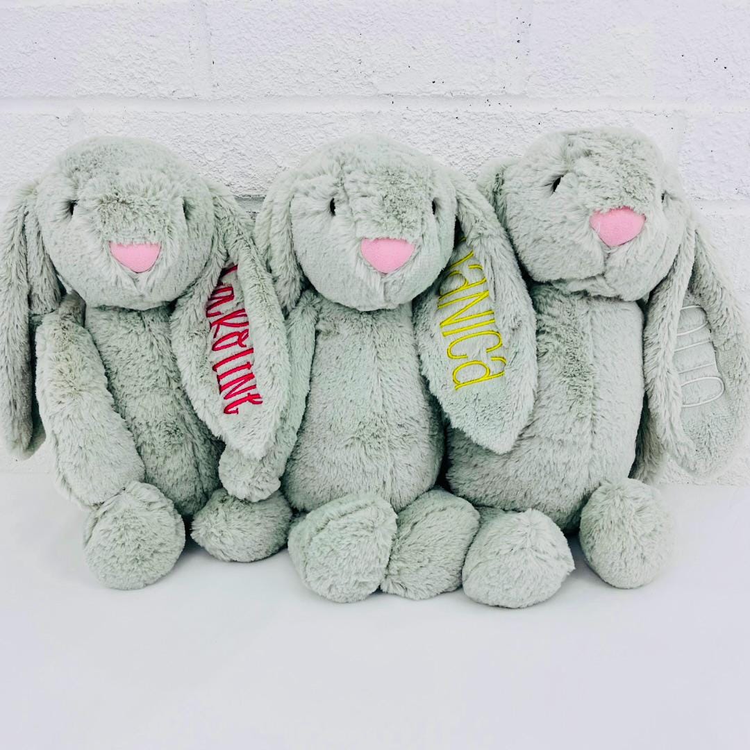 Monogrammed Bunny, Personalized Baby Gift, Monogram Stuffed Animal, Monogrammed Bunny Rabbit, Baby Easter Gift, Easter Baby Bunny