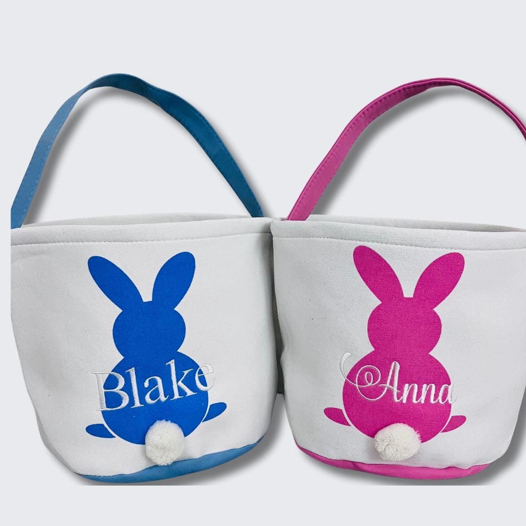 Personalized Easter Bunny Baskets, Monogrammed Easter Basket, Embroidered Easter Bucket, Kids Monogram Easter Basket, Easter Gift