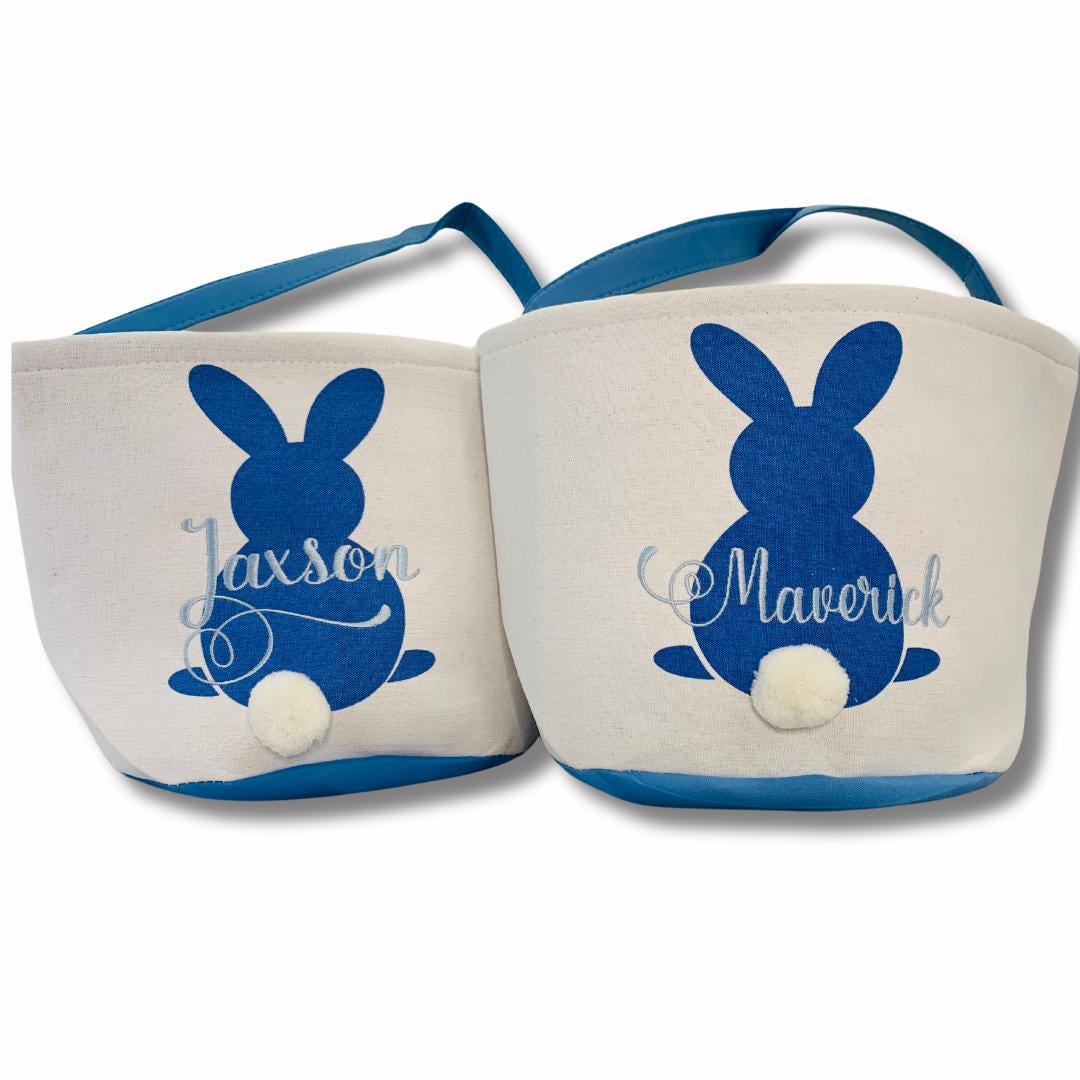 Personalized Easter Bunny Baskets, Monogrammed Easter Basket, Embroidered Easter Bucket, Kids Monogram Easter Basket, Easter Gift