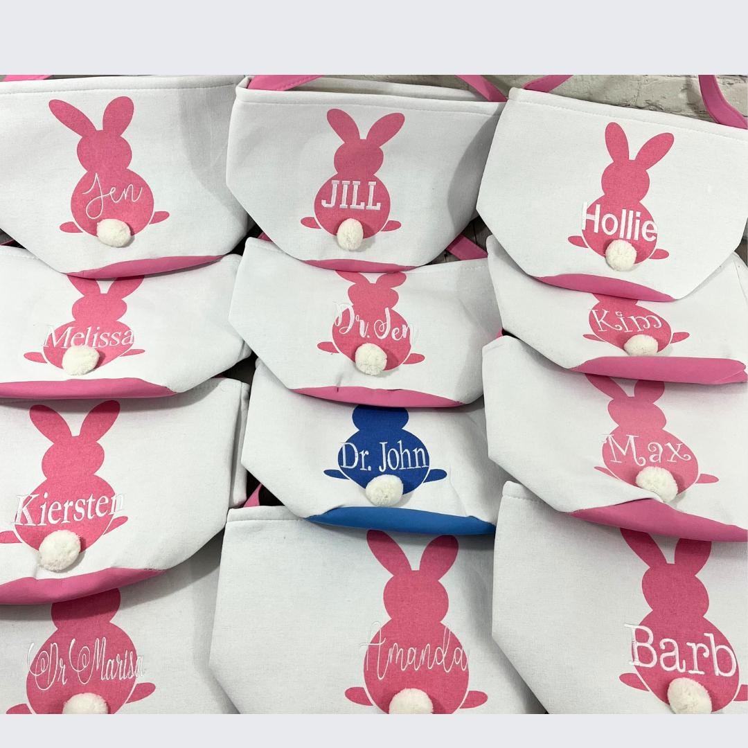 Personalized Easter Bunny Baskets, Monogrammed Easter Basket, Embroidered Easter Bucket, Kids Monogram Easter Basket, Easter Gift