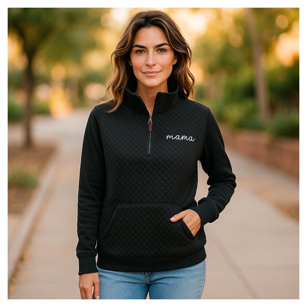 Mama Monogram Sweatshirt, Monogram Pullover, Monogram Quarter Zip, Quarter Zip Pullover, Quarter Zip Sweatshirt,