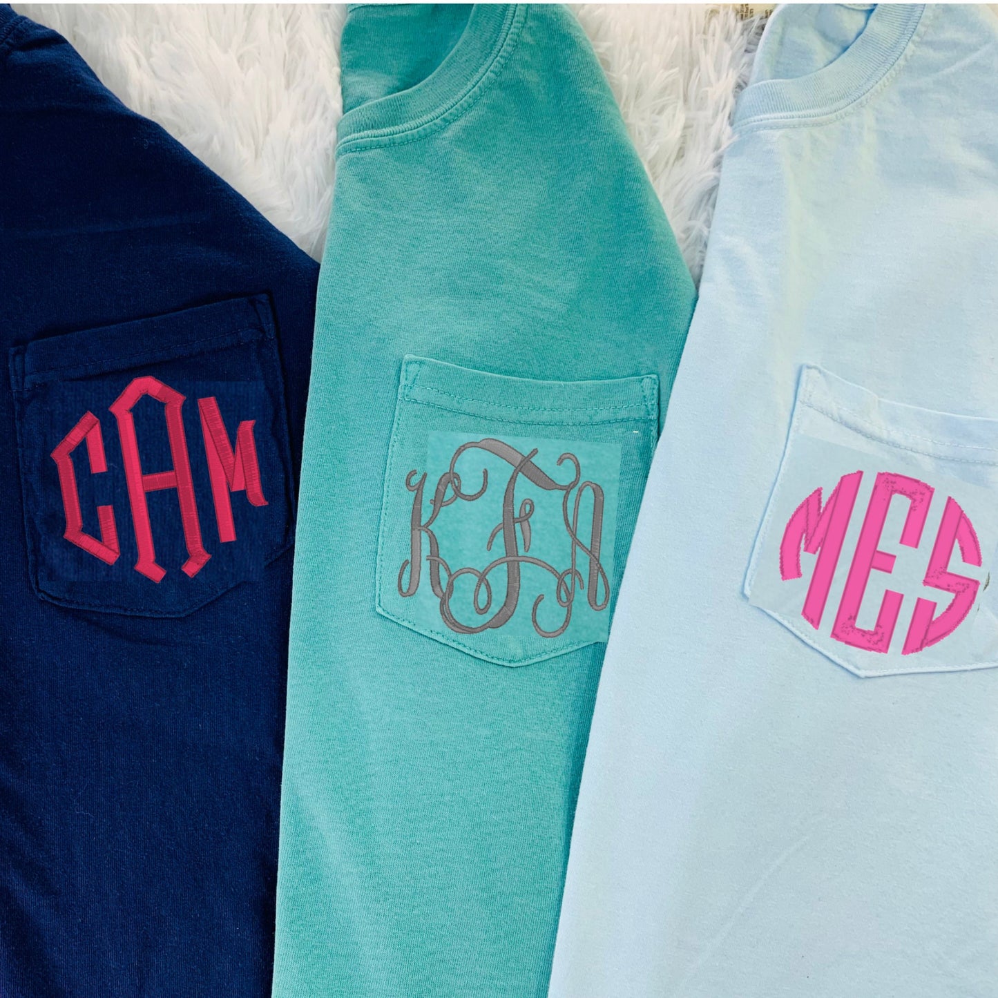 Long Sleeve Comfort Colors Pocket Tee, Monogrammed Long sleeve, Monogrammed Comfort Colors, Pocket Tee, Embroidered Monogram, Personalized