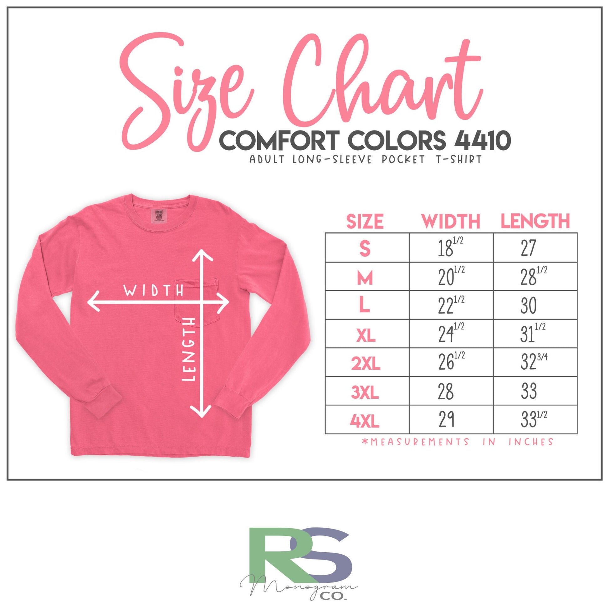 Monogrammed Long Sleeve Comfort Colors Pocket T-shirt 